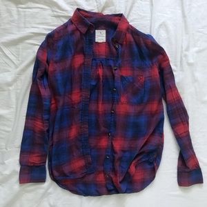 A&E Vintage Boyfriend Red and Blue Plaid Flannel